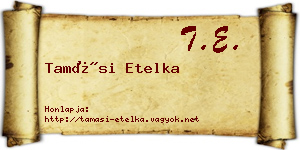 Tamási Etelka névjegykártya